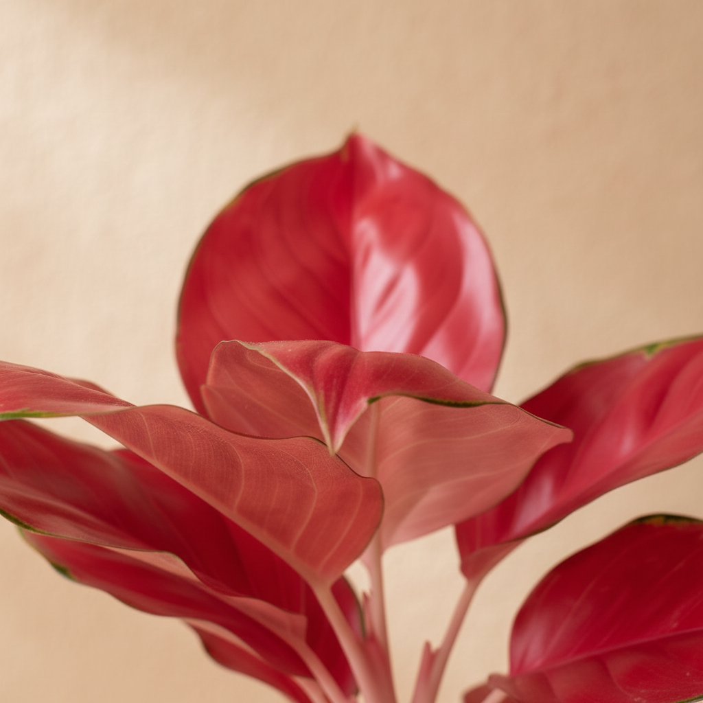 Aglaonema Chinese Red foliage detail