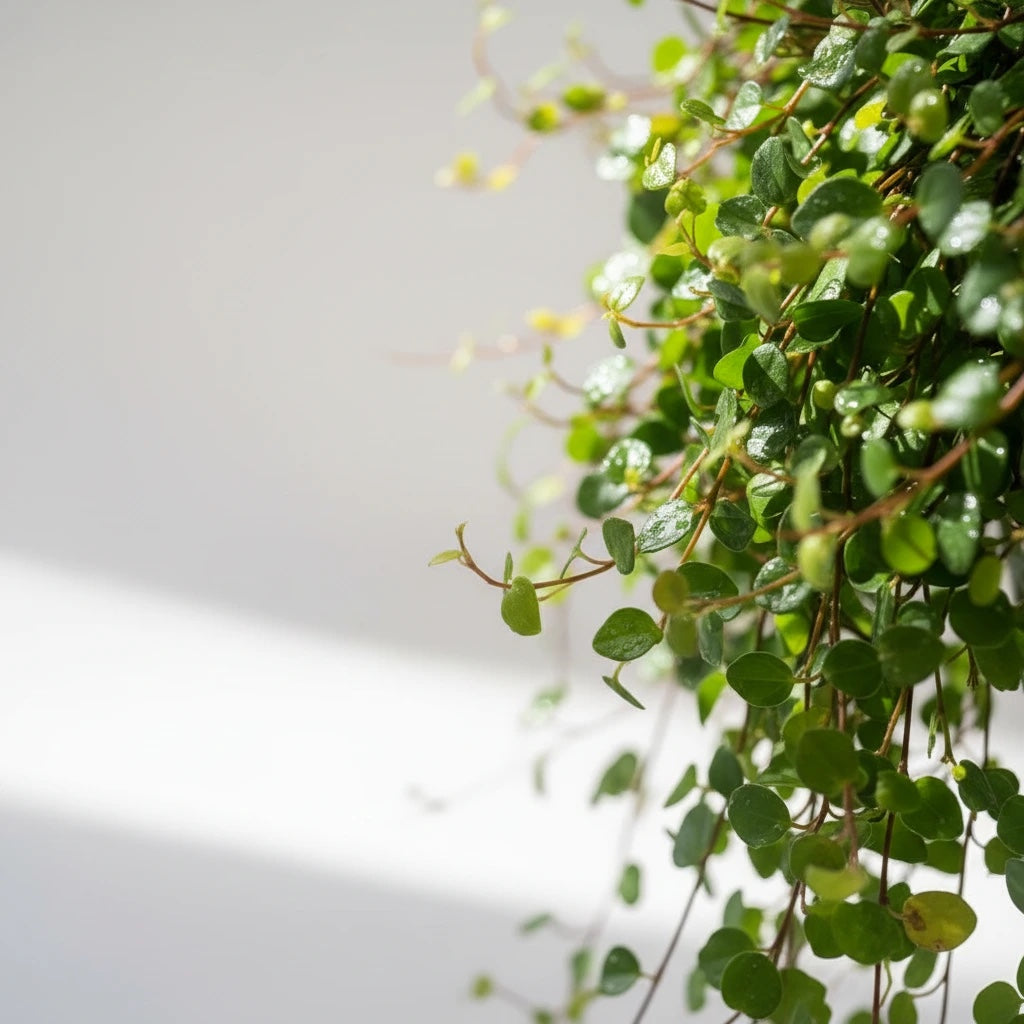 Detail of the tiny rounded leaves and wiry stems of Muehlenbeckia complexa